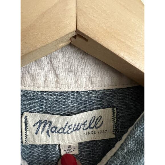 madewell chambray Top shirt Button Up Long Sleeve Blue Size Small - Picture 3 of 6